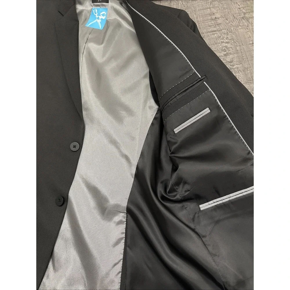 Marc Ecko Black Polyester Rayon Blend Suit Jacket Blazer Y2K size 44R‎